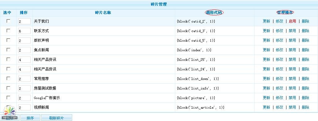 PhpCms内容碎片管理教程6