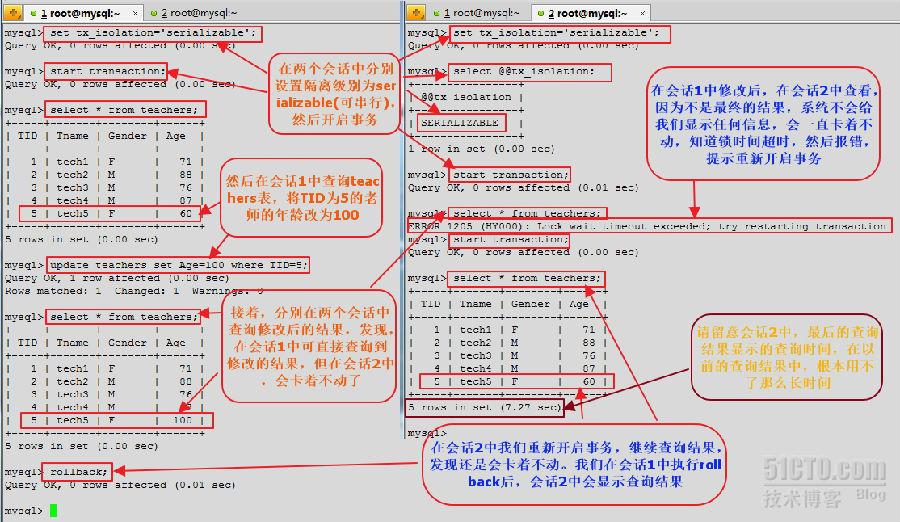 mysql中不同事务隔离级别下数据的显示效果9