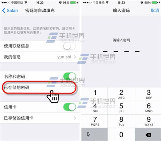 iPhone6 Safari密码查看方法3