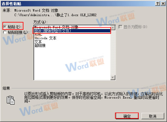 怎么把Word的内容以图片格式插入到Excel2010中？3