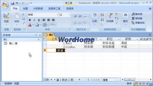 Access2007表的数据表视图和设计视图2