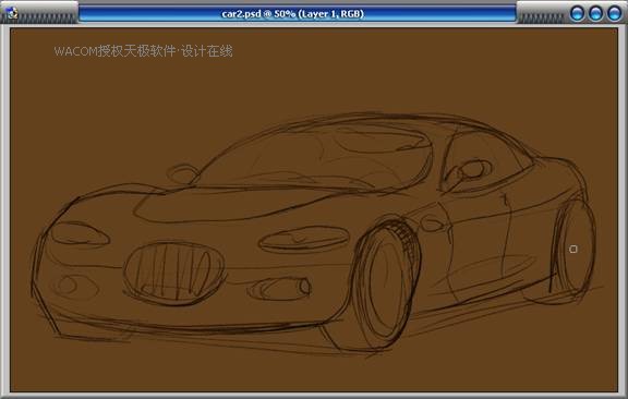 Intuos3数码板手绘汽车渲染效果3