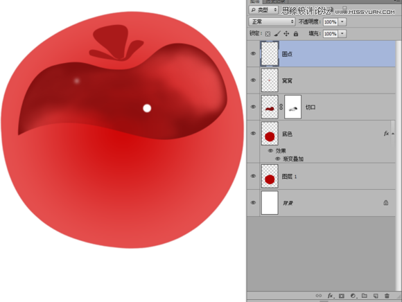 Photoshop绘制晶莹剔透的红色樱桃9