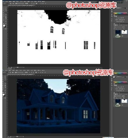 巧用Photoshop调出白天别墅照片逼真的夜景效果4