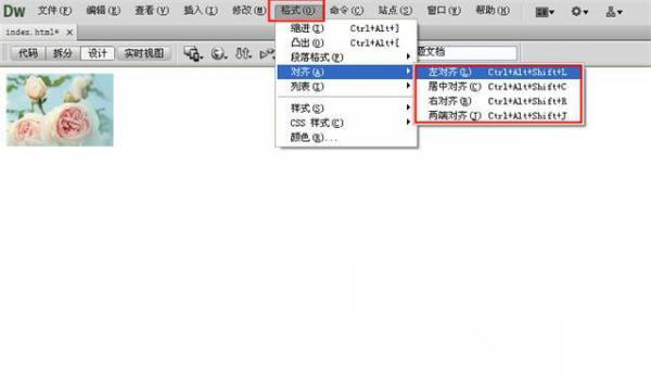 Dreamweaver图片对齐方法1