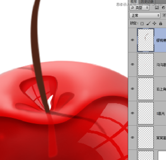 Photoshop绘制晶莹剔透的红色樱桃35