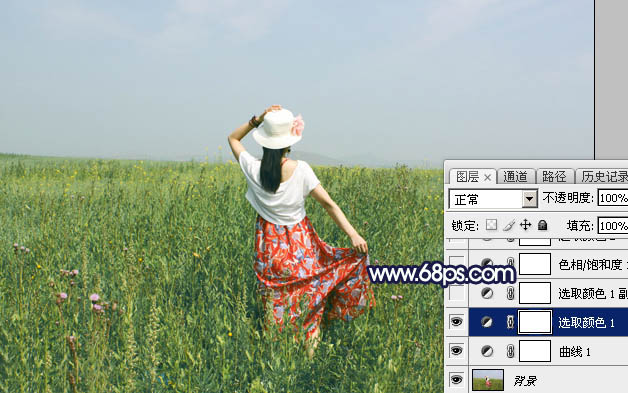Photoshop给草原人物图片加上大气的霞光效果7