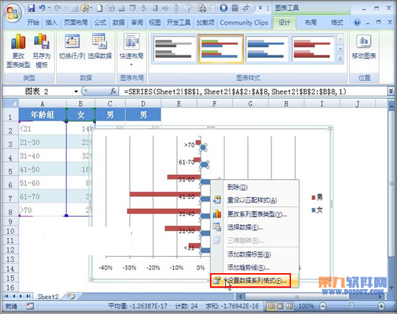 Excel教程 制作双向条形图的方法3