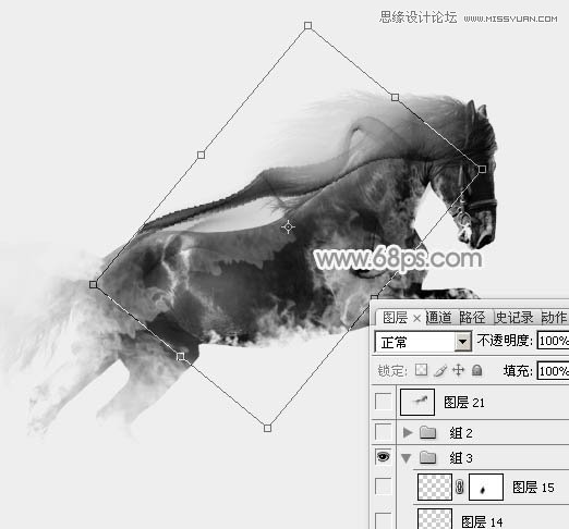 Photoshop制作中国风特效水墨骏马效果图16