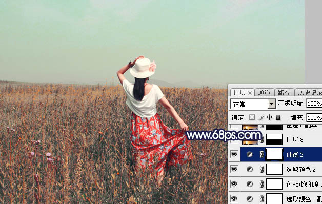 Photoshop给草原人物图片加上大气的霞光效果18