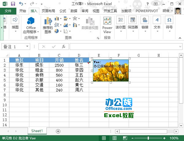 Excel2013中如何插入图片批注6