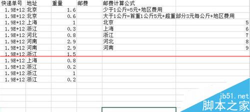 excel表格怎么快速计算各快递件的邮费1