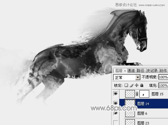 Photoshop制作中国风特效水墨骏马效果图19