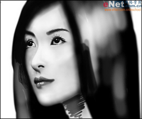 Photoshop cs5鼠绘水墨画美女头像照片的图文教程10