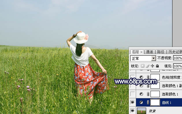 Photoshop给草原人物图片加上大气的霞光效果5