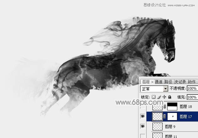 Photoshop制作中国风特效水墨骏马效果图21