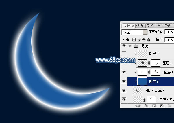 Photoshop制作一轮梦幻的蓝色弯月18