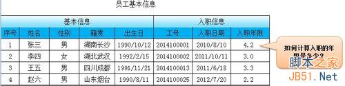 如何在EXCEL表中自动计算员工入职年限?1