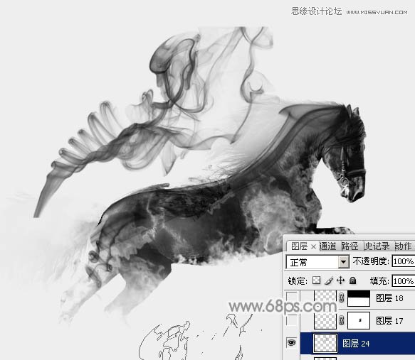 Photoshop制作中国风特效水墨骏马效果图20