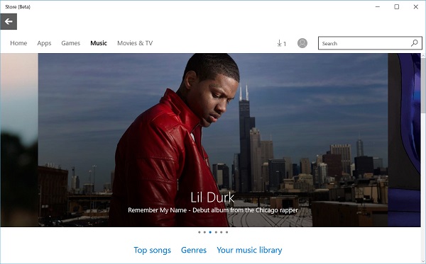 Windows 10 应用商店中的音乐区已正式启用1