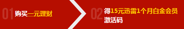 网易理财新用户支付1元100%领迅雷白金会员2