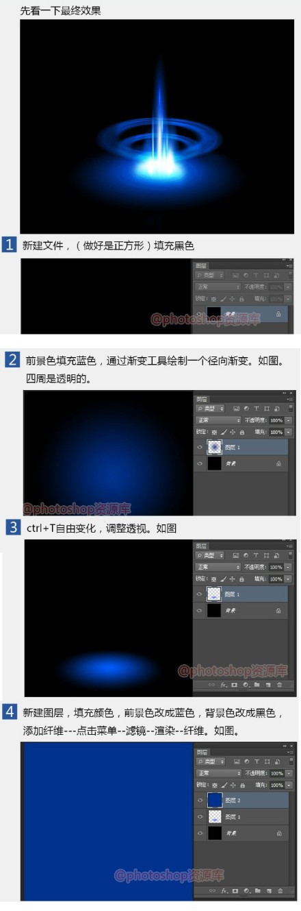 巧用Ps制作梦幻蓝色光束腾起效果2