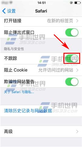 苹果iPhone6S如何限制浏览器网站追踪?3