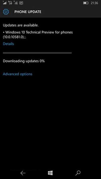 Win10 Mobile预览版10581下载卡在0%解决办法1