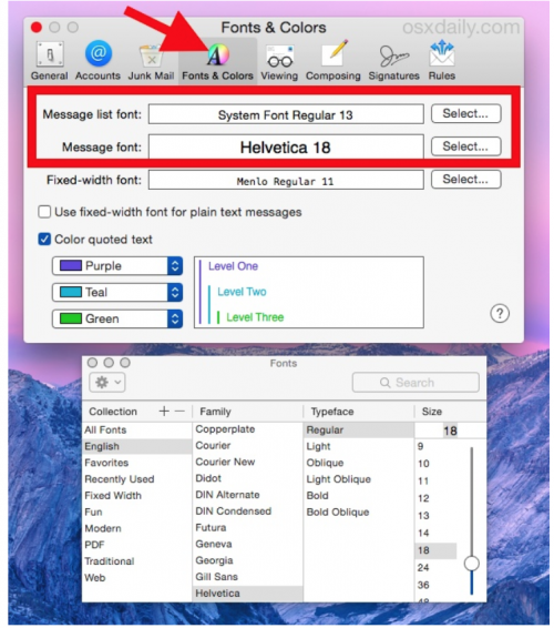如何更改Mac OS X中的邮件字体大小1
