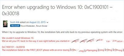 win10升级失败提示0xc1900101-0x30018错误怎么办1