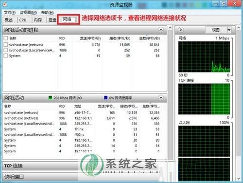 利用任务管理器查看网络状态的方法2