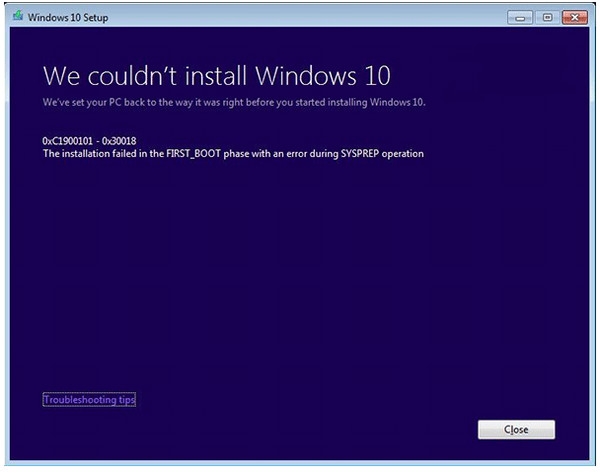 Win7/Win8.1升级Win10 C1900101-30018错误解决方法1