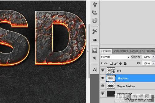 Photoshop制作爆裂岩浆特效字22