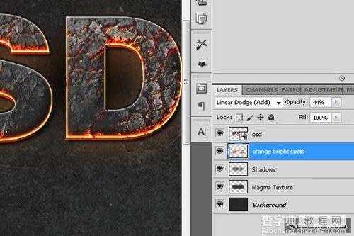 Photoshop制作爆裂岩浆特效字23