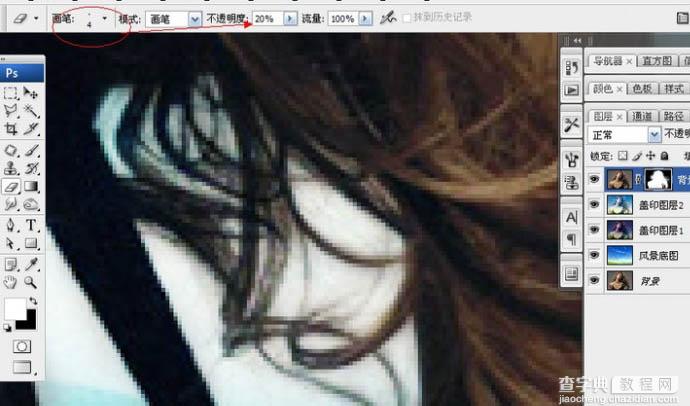 利用Photoshop橡皮工具抠出较多发丝的人物图片8