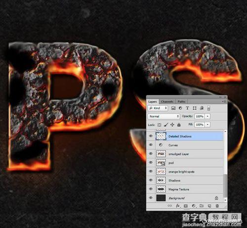 Photoshop制作爆裂岩浆特效字26