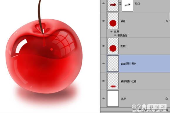 Photoshop制作晶莹剔透的红色樱桃36