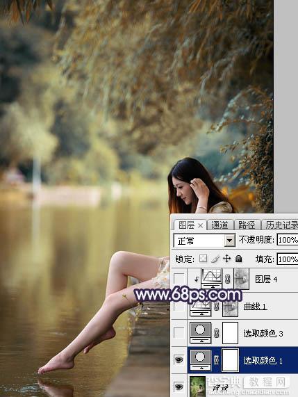 Photoshop打造唯美的淡调蓝紫色湖景人物图片6