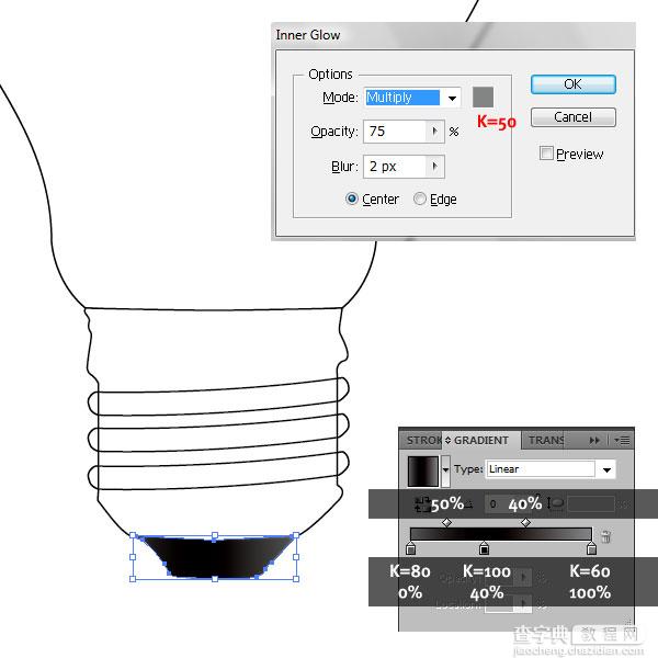 Illustrator鼠绘:有钨丝的矢量白炽灯泡7