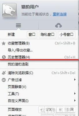 猎豹浏览器查看历史记录的方法3