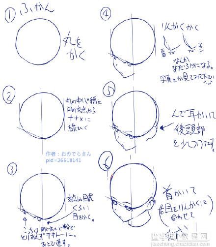 SAI新手动漫向头部角度画法参考4