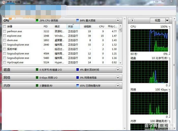 win7系统如何实时监控程序整体运行情况1