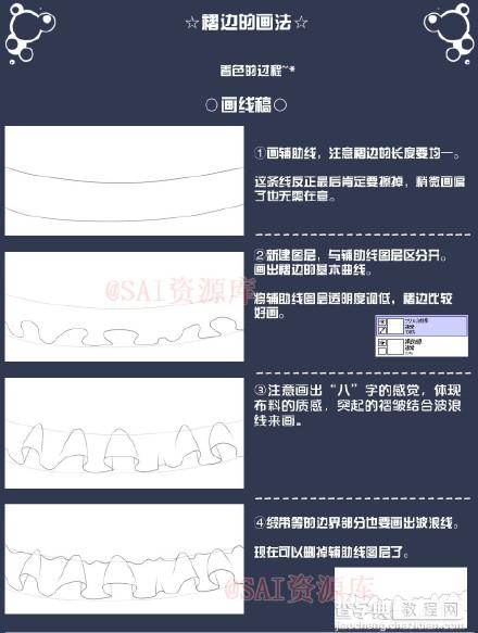 SAI多种动漫衣褶的画法参考1