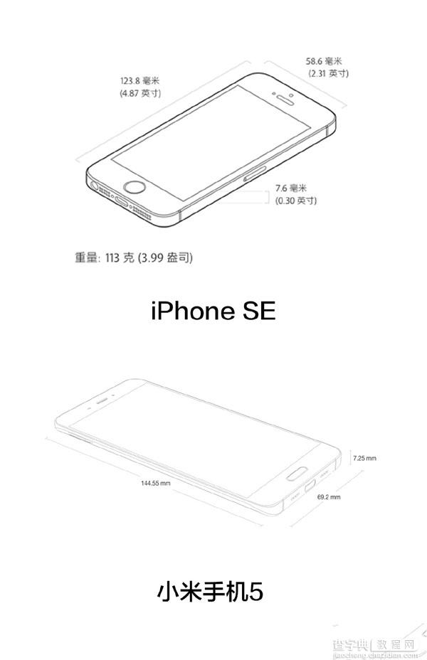 小米5、iPhone SE对比3