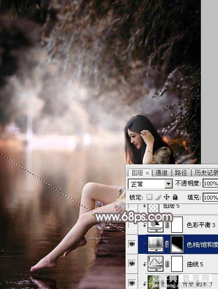 Photoshop为湖景人物图片打造出唯美的红褐色效果36