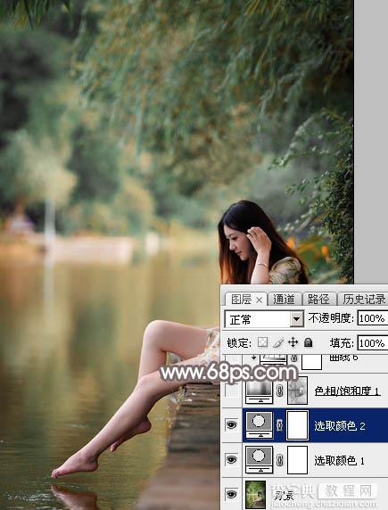 Photoshop为湖景人物图片打造出唯美的红褐色效果7