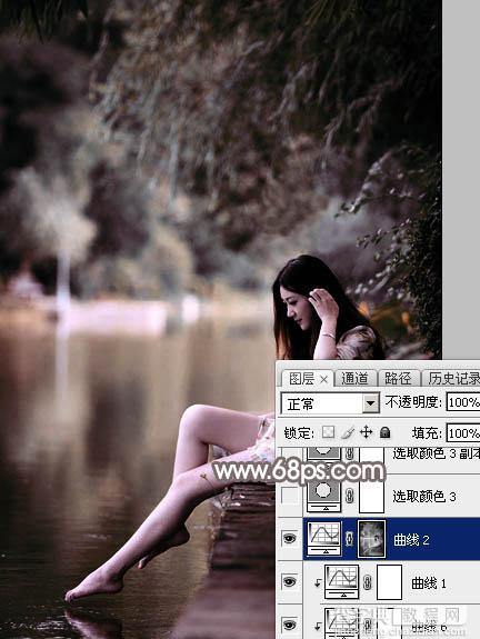 Photoshop为湖景人物图片打造出唯美的红褐色效果15