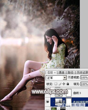 Photoshop为湖景人物图片打造出唯美的红褐色效果29