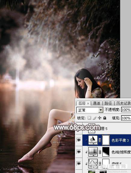 Photoshop为湖景人物图片打造出唯美的红褐色效果38