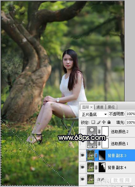 Photoshop给树林人物加上唯美的深秋暗黄色4